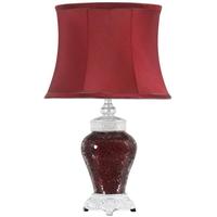 Rogue Red Sparkle Mosaic Antique Silver Regency Lamp with Red Trimmed Shade - Small