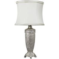 Rogue Champagne Sparkle Mosaic Antique Silver Lamp with Ivory Trimmed Shade