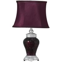 Rogue Aubergine Sparkle Mosaic Antique Silver Lamp with Silver Trimmed Auburgine Shade - Small