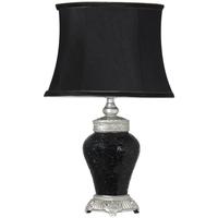 Rogue Black Sparkle Mosaic Antique Silver Lamp with Silver Trimmed Black Shade - Small