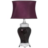 Rogue Aubergine Sparkle Mosaic Antique Silver Lamp with Silver Trimmed Auburgine Shade