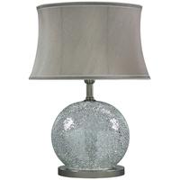 Rogue Silver Sparkle Mosaic Table Lamp with Taupe Shade - Oval