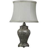 Rogue Champagne Sparkle Mosaic Small Antique Silver Lamp with Ivory Trimmed Shade