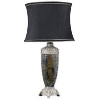 Rogue Black and Gold Sparkle Mosaic Antique Silver Lamp with Black Trimmed Shade