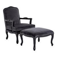 Rococo Chair & Foot Stool, Grey