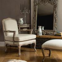 Rococo Linen Chair & Foot Stool, Natural