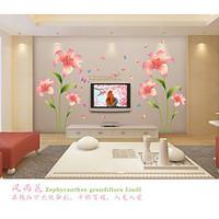 Romance Pink Lilies Wall Stickers Fashion / Florals Wall Stickers Plane Wall Stickers, pvc 6090cm