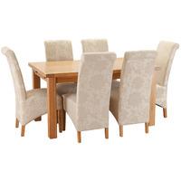 Rosebery Solid Oak 150-200cm Table With 6 Mia Chairs Cream