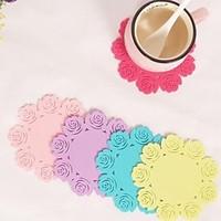 Rose Shaped Silicone Cup Mat Heat Resistant to High Temperature Prevent Slippery 4\