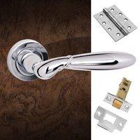 rochester old english fire lever on rose polished chrome handle pack