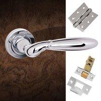Rochester Old English Lever on Rose - Polished Chrome Handle Pack