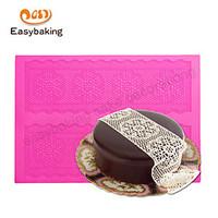 round flower chain lace mat cake lace decorate silicone mat cake decor ...