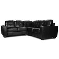 Roma Corner Leather Sofa Black