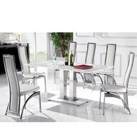 Romano Small White Glass Dining Table With 4 White Chairs