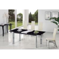 Roma Black And Milky Glass Extending Dining Table And 6 Chairs