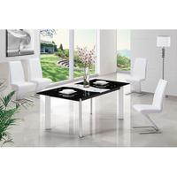 Roma Black Milky Glass Extending Dining Table And 6 G632 Chairs