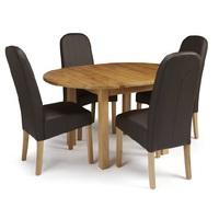 robyn extendable dining table with 4 jennifer chair in brown pu