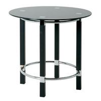 Round End Table In Black Glass Top
