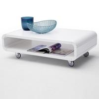 Rothwell Coffee Table Rectangular In Matt White With Rollers