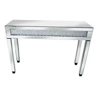 Rosalie Mirror Console Table In Silver With Glass and Crystals