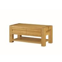 Rossdale Wooden Coffee Table In Solid Oak With 2 Drawers