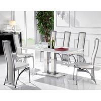 romano white glass dining table and 6 chairs