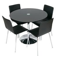 Romano Black Glass Dining Table With 4 Dining Chairs