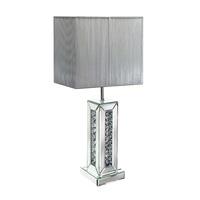 Rosalie Table Lamp In Silver Shade With Mirrored Base
