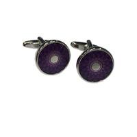 Round Purple Chrome Cufflinks