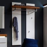 romina wall mounted coat rack in knotty oak and matt white