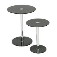 roma glass nest of tables in black