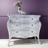 romania mahogany chest of drawers in silver leaf with 3 drawers