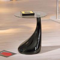 Rossini Glass Top Lamp Table With Black Gloss Base