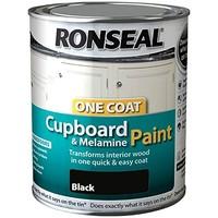 Ronseal One Coat Cupboard Melamine & MDF Paint Black Gloss 750ml