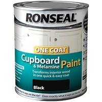 ronseal one coat cupboard melamine mdf paint black gloss 750ml