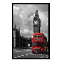 Routemaster & Big Ben Red London Bus Poster Black Framed - 96.5 x 66 cms (Approx 38 x 26 inches)