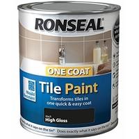 Ronseal One Coat Tile Paint Black Gloss 750ml