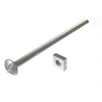 Roofing Bolt Cross Head 6MM M6 100MM Length Bzp with Square Nuts ( pack of 100 )