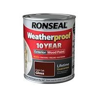 Ronseal RSLWPDOG750 750 ml Weatherproof Exterior Wood Paint - Dark Oak Gloss