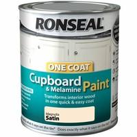 Ronseal One Coat Cupboard Melamine and MDF Paint Magnolia Satin 750ml