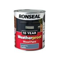 Ronseal WPMBS750 750 ml 10 Year Weatherproof Exterior Satin Finish Wood Paint - Blue