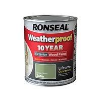 Ronseal RSLWPSGS750 750ml Weatherproof 10 Year Exterior Wood Paint Spring Satin - Green