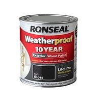 Ronseal RSLWPBLK750 750ml Weatherproof 10 Year Exterior Wood Paint Gloss - Black