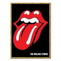 Rolling Stones Lips Logo Poster Oak Framed - 96.5 x 66 cms (Approx 38 x 26 inches)