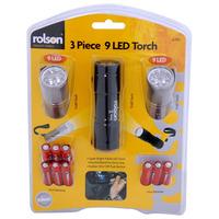 Rolson 61760 3pc 9 LED Aluminium Torch Set