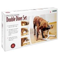 Rosewood Pet Products Double Diner Set Stainless Steel 2.25L Adjustable