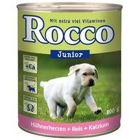 rocco junior saver pack 24 x 800g chicken hearts rice calcium