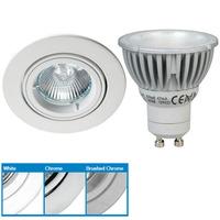 Robus R208SC Directional Downlight & Megaman 4W GU10 LED - Warm White - White