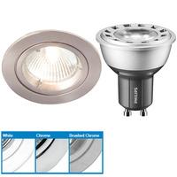 Robus R201SC Straight Downlight & Philips 5.4W Perfect Fit GU10 LED - 25° Warm White (White)