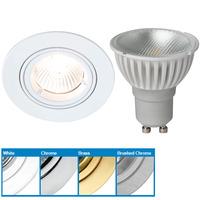Robus RF201 Straight Fire Rated Downlight & Megaman 4W GU10 LED - Warm White (Brass)